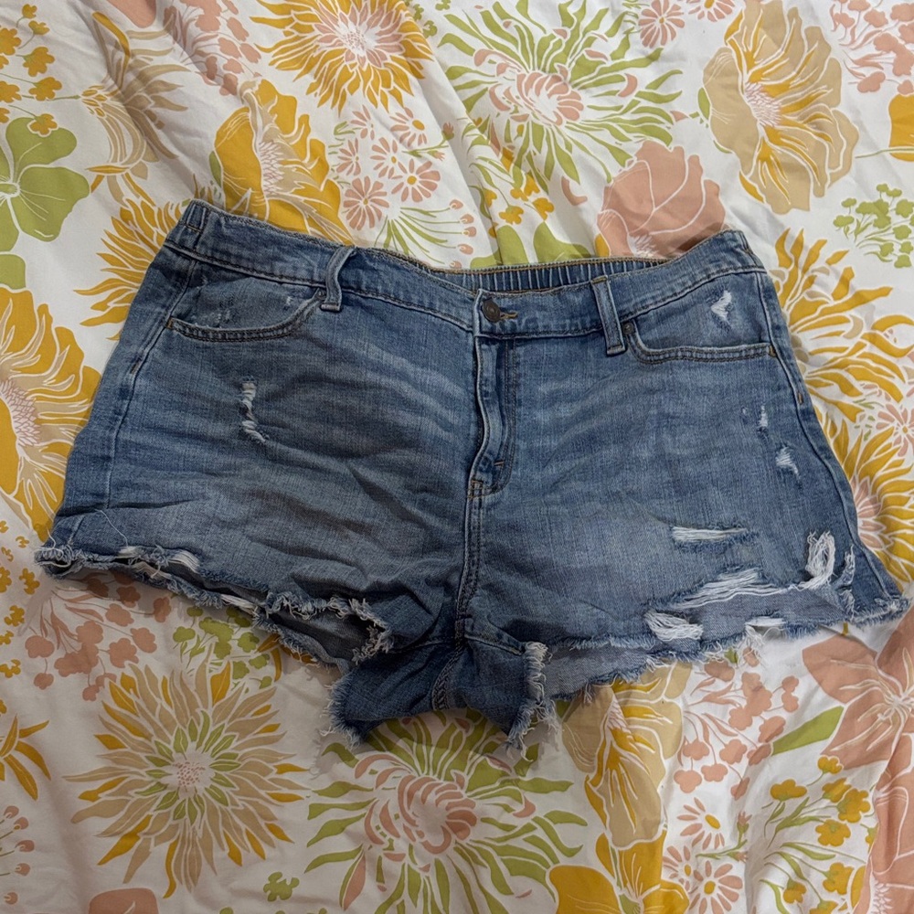 Aerie Blue Distressed Jean Shorts
